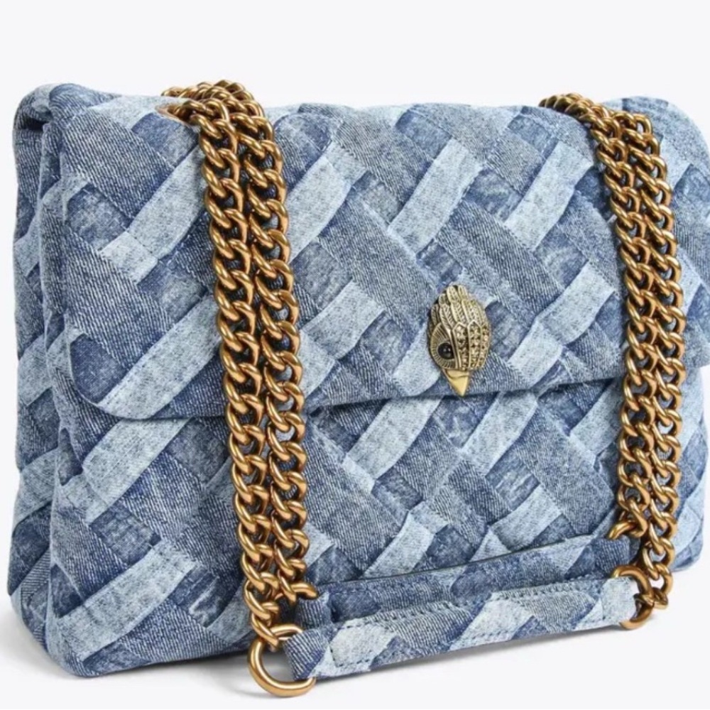 Kurt Geiger Denim Woven Bag with Gold Chain